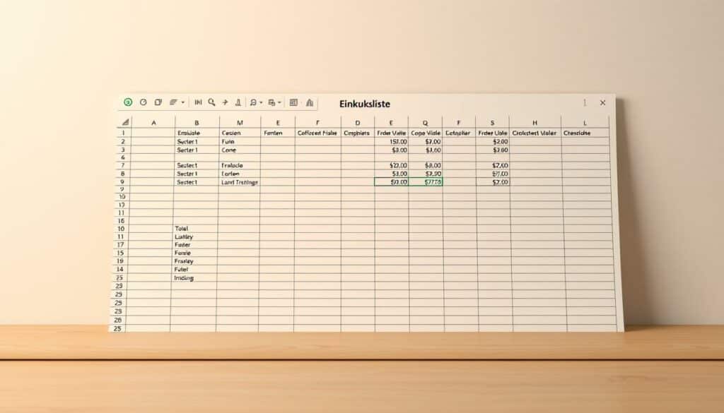 Einkaufsliste Vorlage für Excel hier kostenlos downloaden