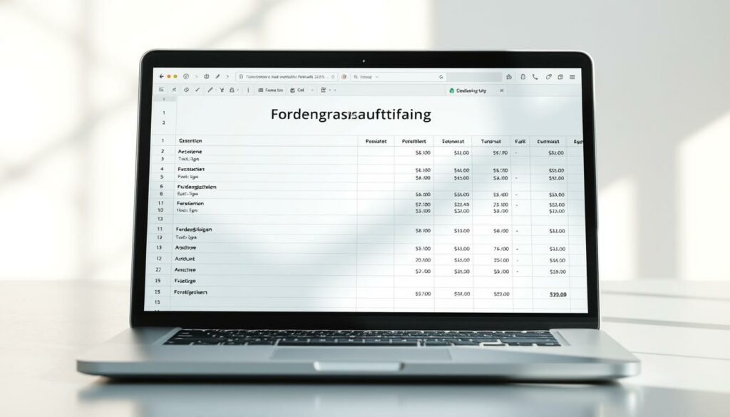 Forderungsaufstellung Vorlage für Excel hier kostenlos downloaden