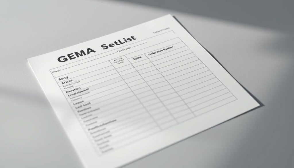GEMA Setlist Vorlage für Excel hier kostenlos downloaden
