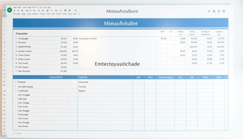 Mietaufstellung Vorlage für Excel hier kostenlos downloaden