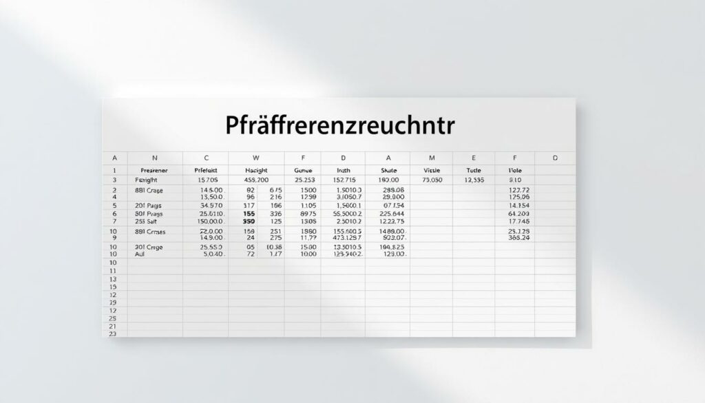 Präferenzkalkulation Vorlage für Excel hier kostenlos downloaden