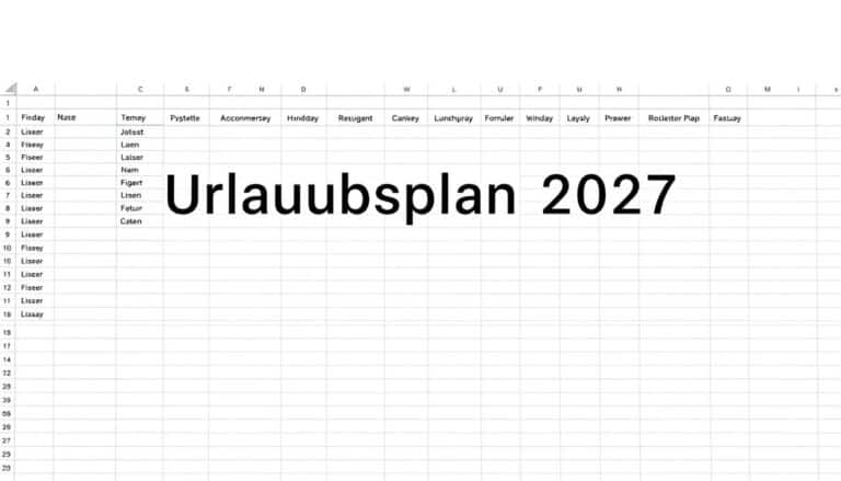 Urlaubsplan 2026 Vorlage für Excel hier downloaden