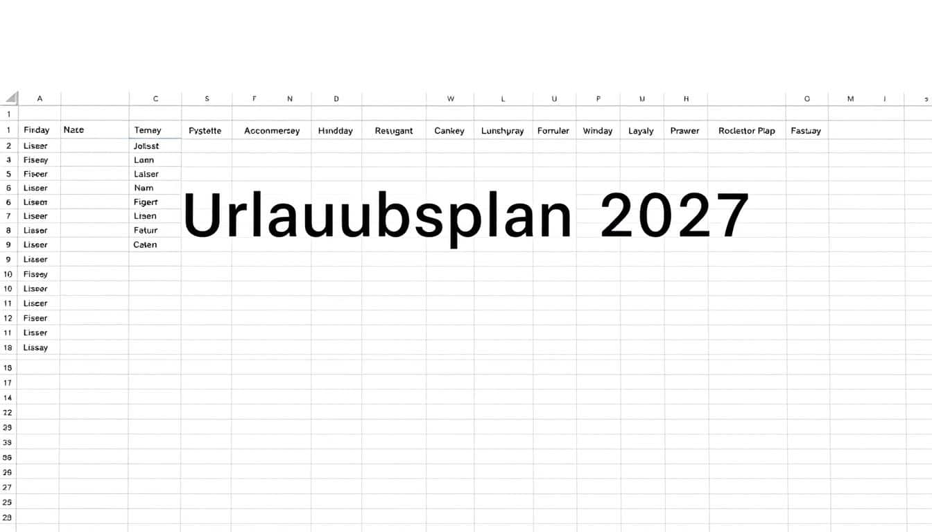 Urlaubsplan 2027 Vorlage für Excel hier kostenlos downloaden