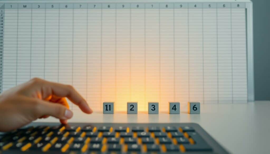 A clean, well-organized Excel spreadsheet with meticulously aligned columns and rows, illuminated by soft, warm lighting that casts a subtle glow. In the foreground, a user's hand hovers over the keyboard, poised to input data with care and precision. The middle ground showcases a series of Stolpersteine, or "stumbling blocks," represented by small obstacles or irregularities in the spreadsheet layout, each one strategically avoided by the user's skillful navigation. The background features a serene, minimalist office setting, emphasizing the importance of attention to detail and organization in the process of seamlessly combining multiple Excel files.