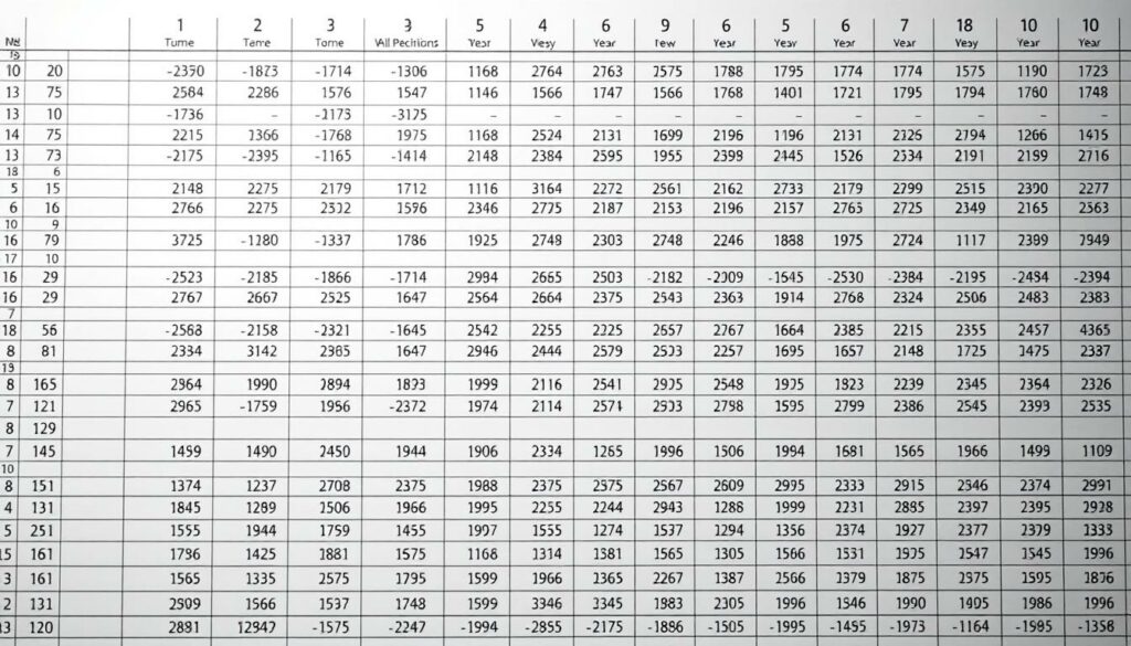 A meticulously designed spreadsheet with a visually striking numerical system. Elegant rows and columns in a minimalist, modern layout, showcasing efficient numbering techniques. Sleek grid patterns in a neutral color palette, with subtle highlights and shadows enhancing the clarity and precision of the numerical data. The composition emphasizes the seamless integration of form and function, creating a sense of order and professionalism. A crisp, high-resolution scene captured in a clean, well-lit studio setting, framed to highlight the core focus on effective numbering strategies.