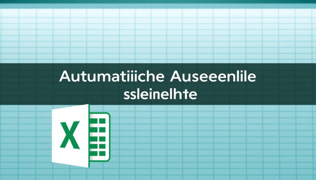 A modern, minimalist spreadsheet interface with an Excel logo prominently displayed. The foreground features a set of cells automatically populating with numerical data, conveying the concept of "Automatisches Ausfüllen Excel". The middle ground shows an array of Excel columns and rows, suggesting the data organization and structure. The background depicts a cool-toned, clean workspace, with subtle grid lines and a sense of efficiency. The lighting is soft and evenly distributed, creating a professional, productive atmosphere. The camera angle is slightly elevated, providing an overview of the Excel workings, emphasizing the automated data entry process.